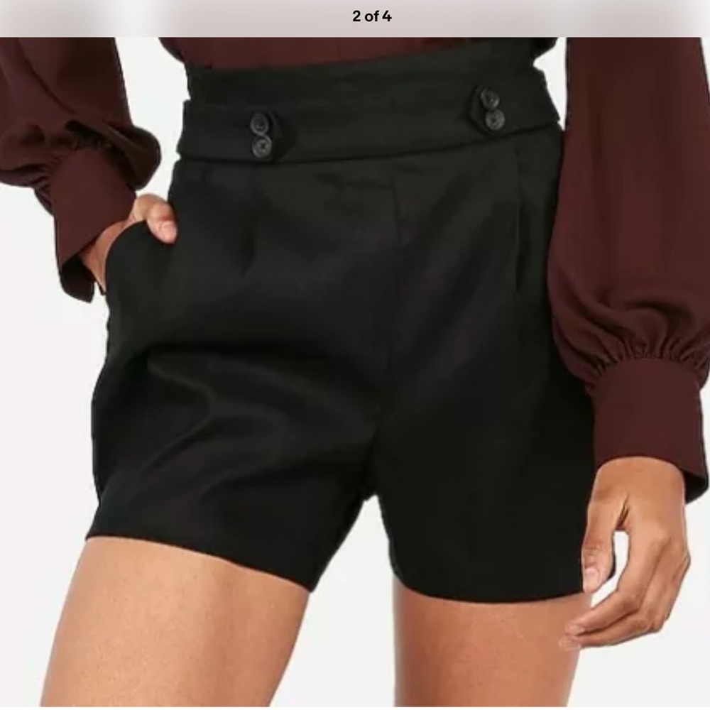 Express High waisted linen-blend shorts